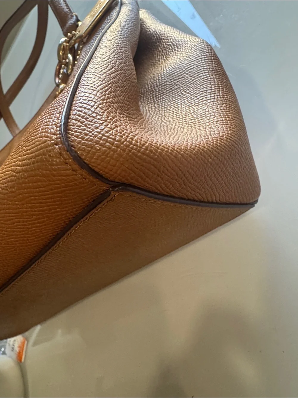 Coach Etta Carryall Cognac Leather Shoulder Bag with Gold Hardware